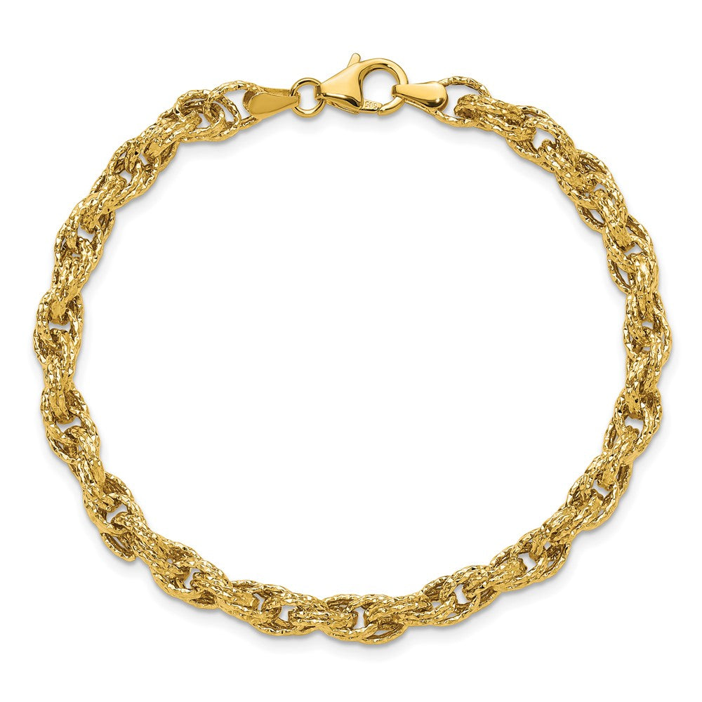 Polished/Textured/Dia-cut Twisted Link Bracelet 7.5"