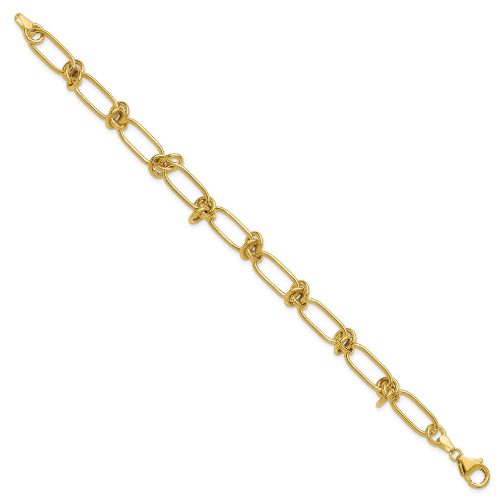 Polished Love Knot Fancy Paperclip Link Bracelet 7.5"