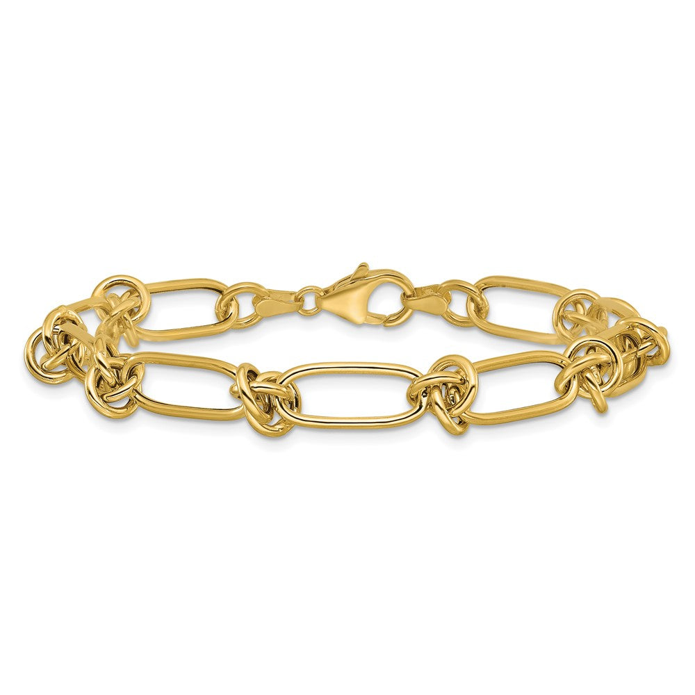 Polished Love Knot Fancy Paperclip Link Bracelet 7.5"