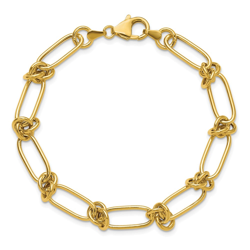Polished Love Knot Fancy Paperclip Link Bracelet 7.5"