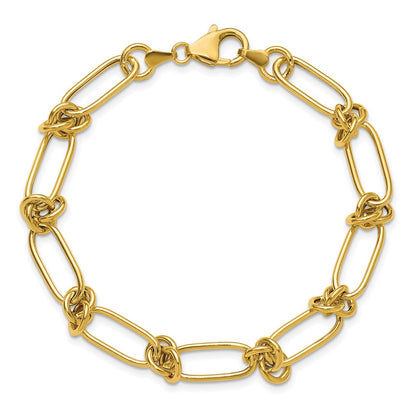 Polished Love Knot Fancy Paperclip Link Bracelet 7.5"