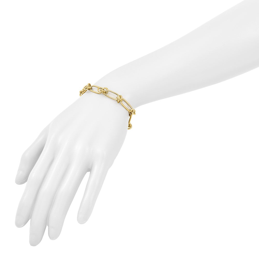 Polished Love Knot Fancy Paperclip Link Bracelet 7.5"