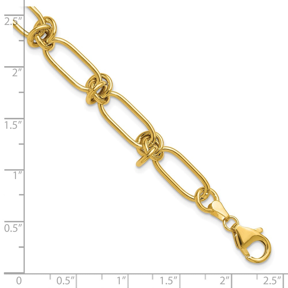 Polished Love Knot Fancy Paperclip Link Bracelet 7.5"