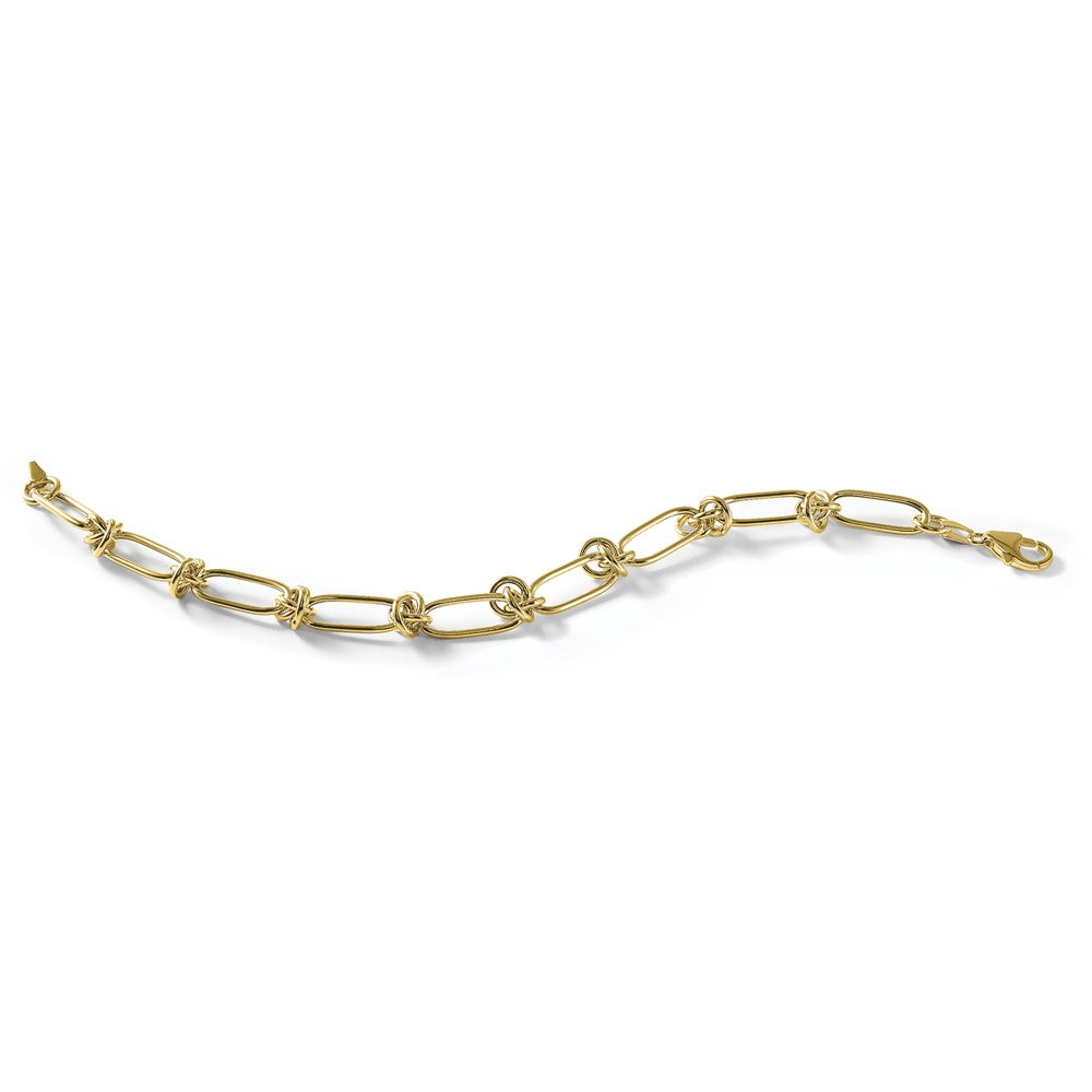 Polished Love Knot Fancy Paperclip Link Bracelet 7.5"