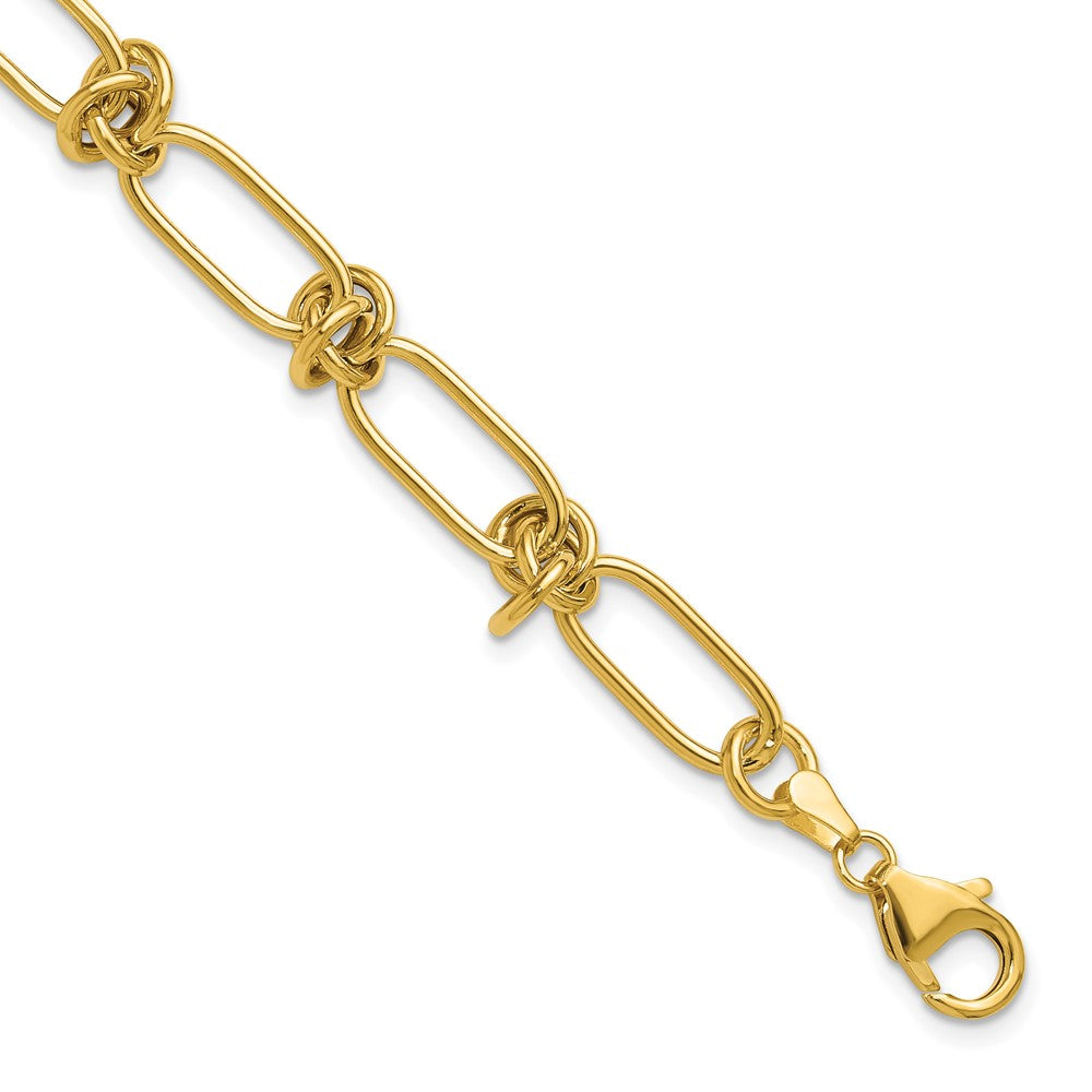 Polished Love Knot Fancy Paperclip Link Bracelet 7.5"