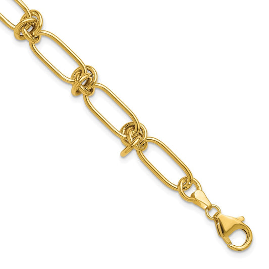 Polished Love Knot Fancy Paperclip Link Bracelet 7.5"