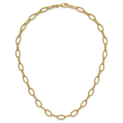 Polish/Texture/Dia-cut Fancy Oval Link Necklace 16.75"