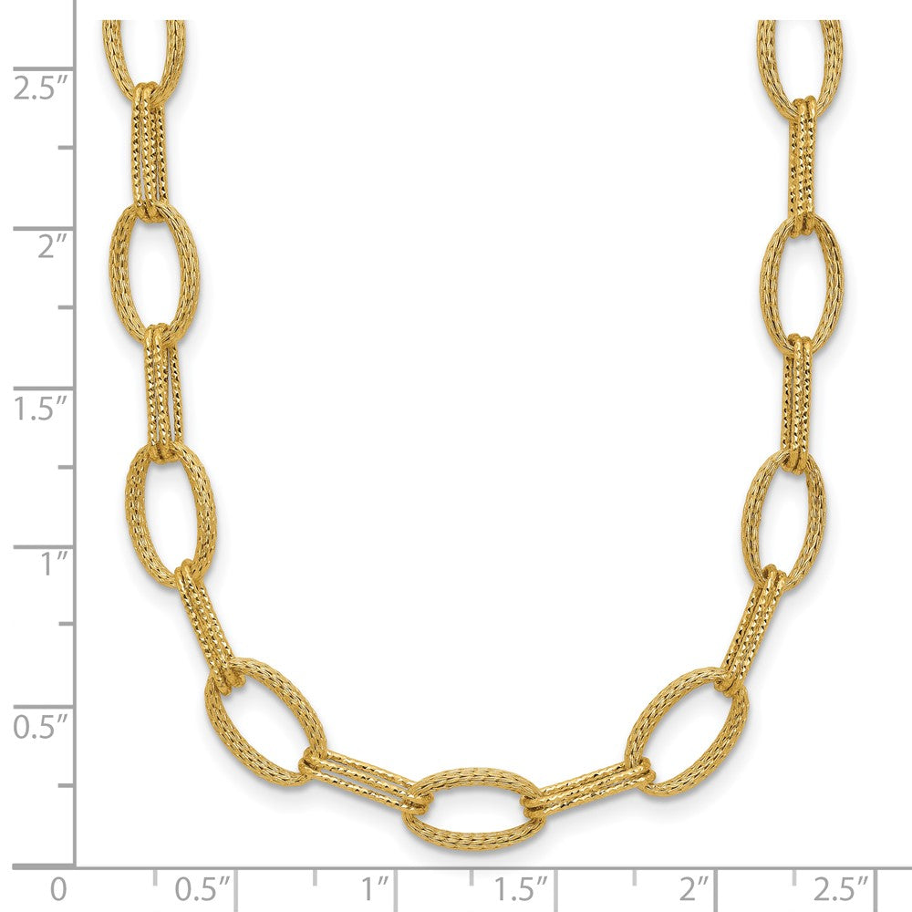 Polish/Texture/Dia-cut Fancy Oval Link Necklace 16.75"