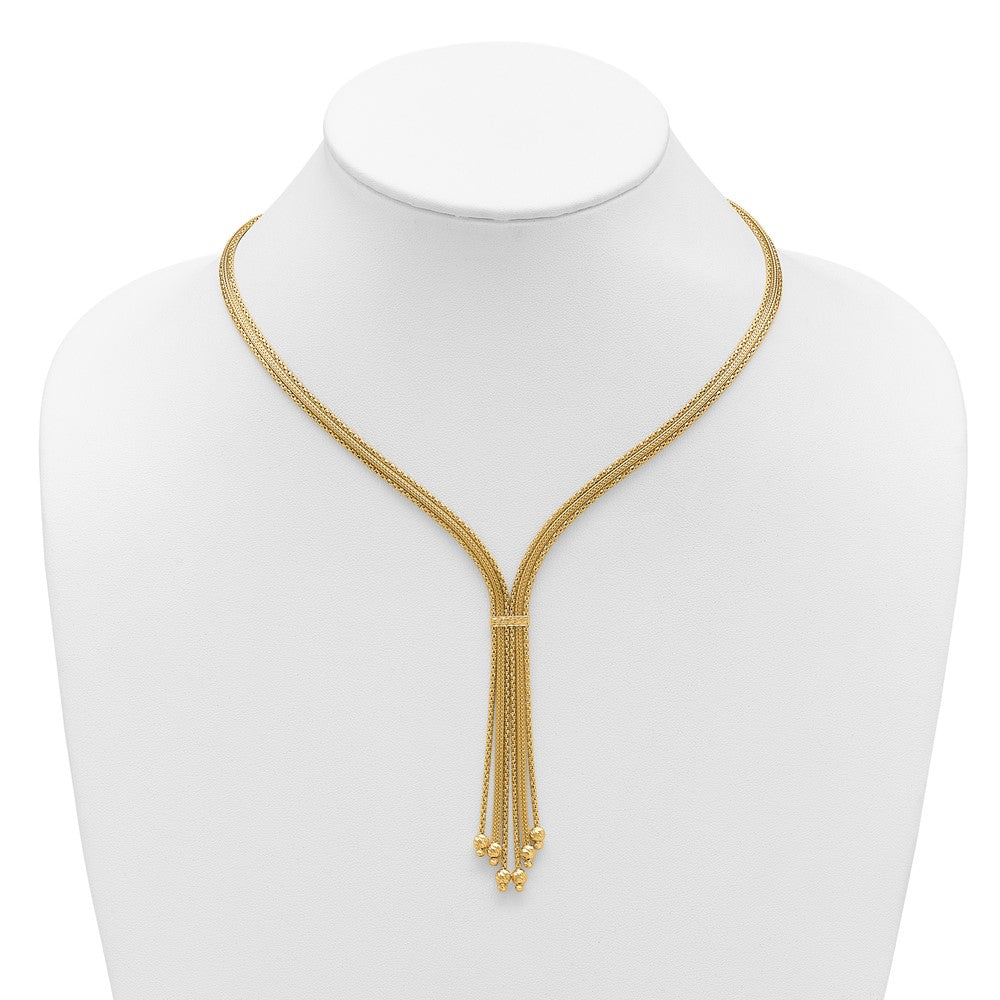 Polish/Texture/Dia-cut Fancy Drop Necklace 17"
