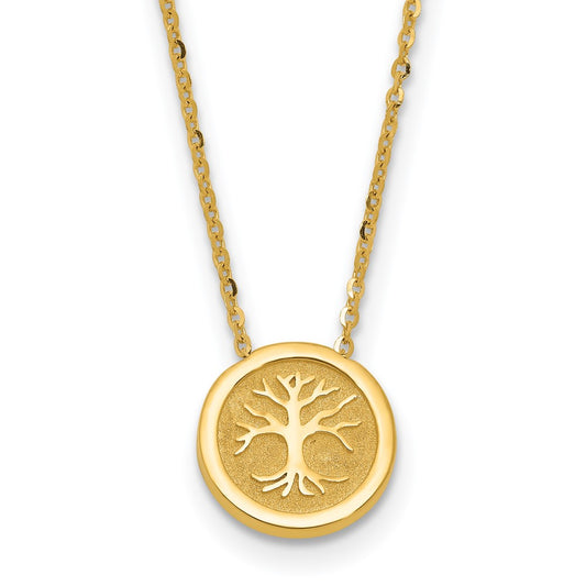 Polished and Satin Tree of Life Necklace 18"