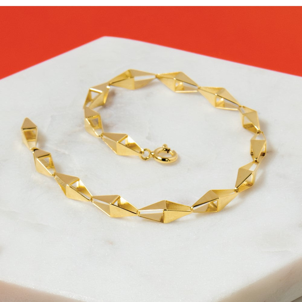 Polished Geometric Link Bracelet 7.5"