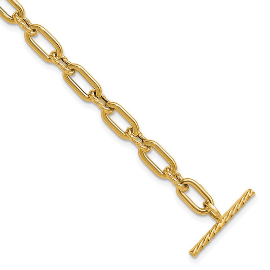 Polished and Twisted Fancy Toggle Bracelet 7.5"