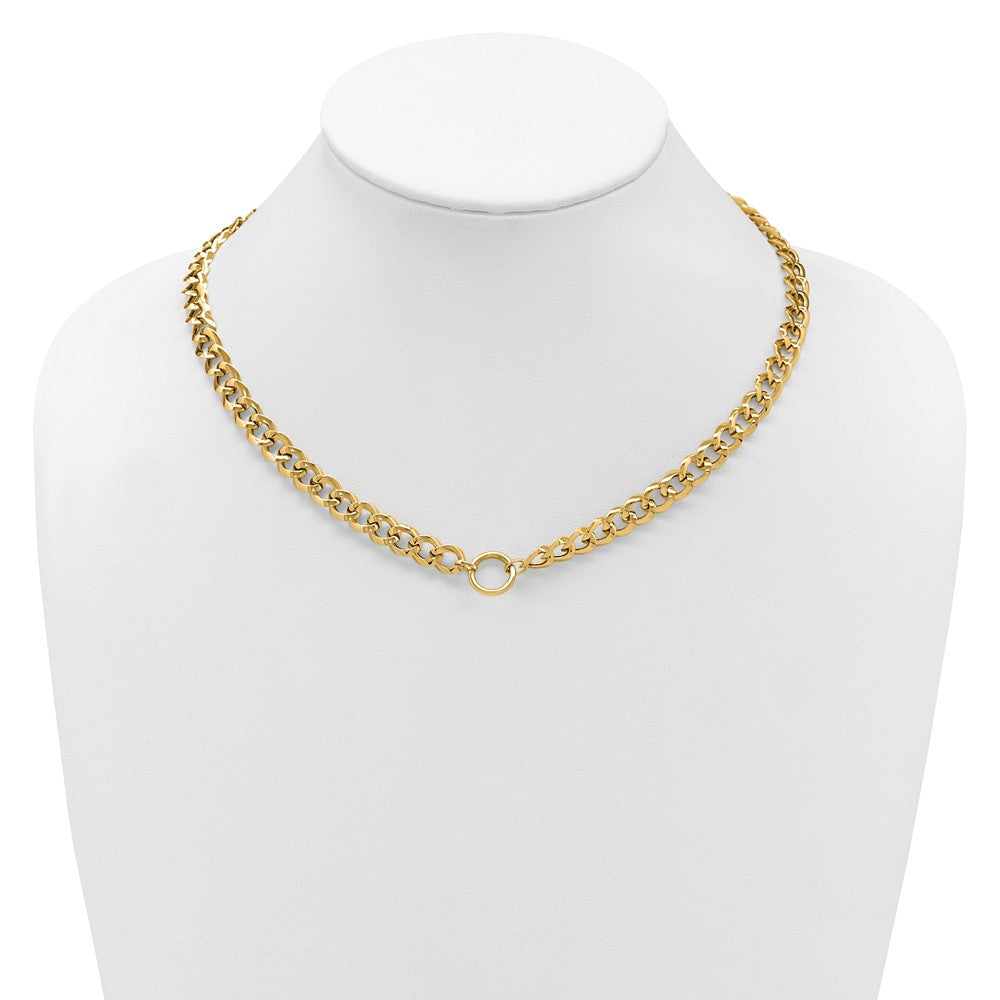 Polished Circle Accent Fancy Link Necklace 18.5"