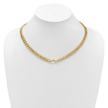 Polished Circle Accent Fancy Link Necklace 18.5"