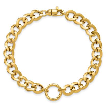 Polished Circle Accent Fancy Link Bracelet 7.75"