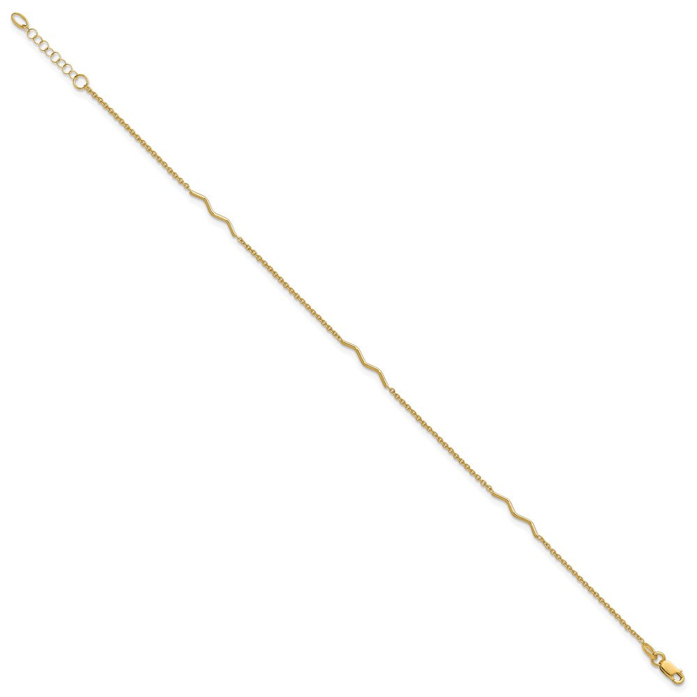 Polished Wavy Bar Plus 1in ext. Anklet