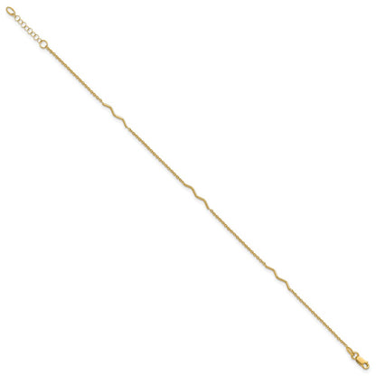 Polished Wavy Bar Plus 1in ext. Anklet