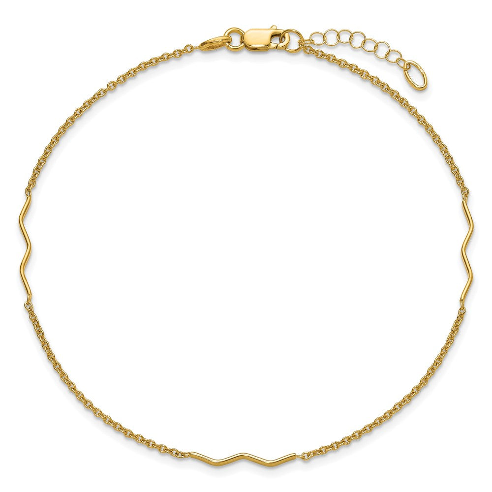 Polished Wavy Bar Plus 1in ext. Anklet