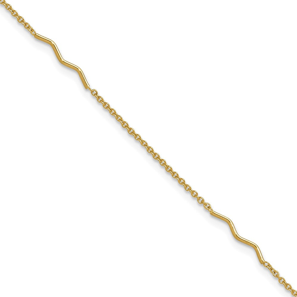 Polished Wavy Bar Plus 1in ext. Anklet