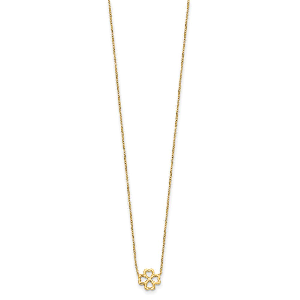 Polished 4-Leaf Clover w/2in ext. Necklace