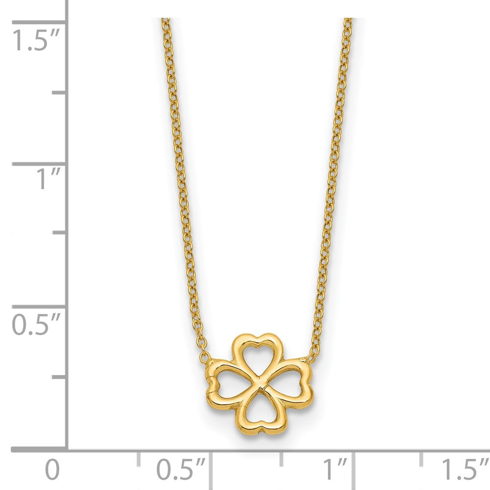 Polished 4-Leaf Clover w/2in ext. Necklace