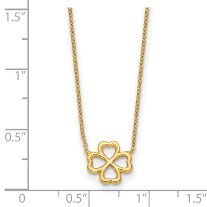 Polished 4-Leaf Clover w/2in ext. Necklace