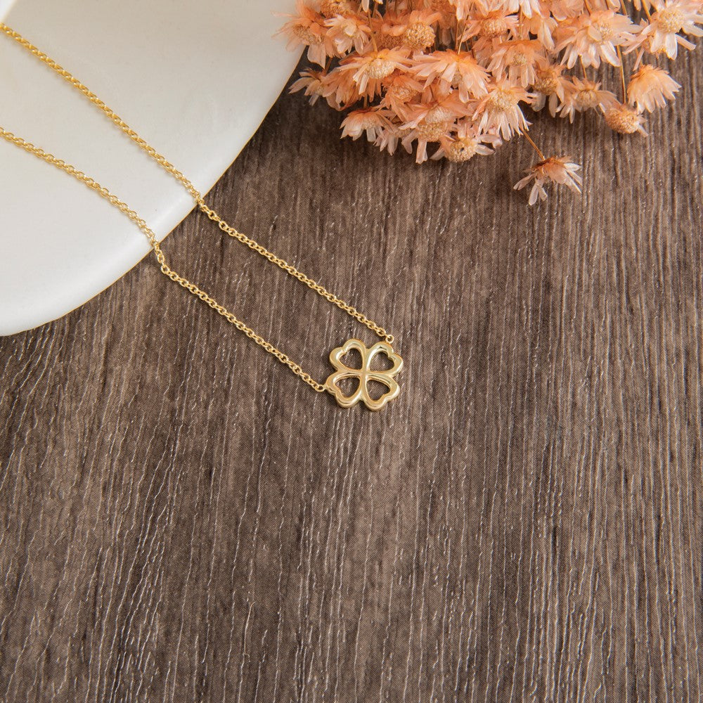 Polished 4-Leaf Clover w/2in ext. Necklace