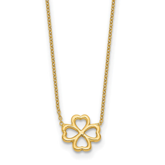 Polished 4-Leaf Clover w/2in ext. Necklace
