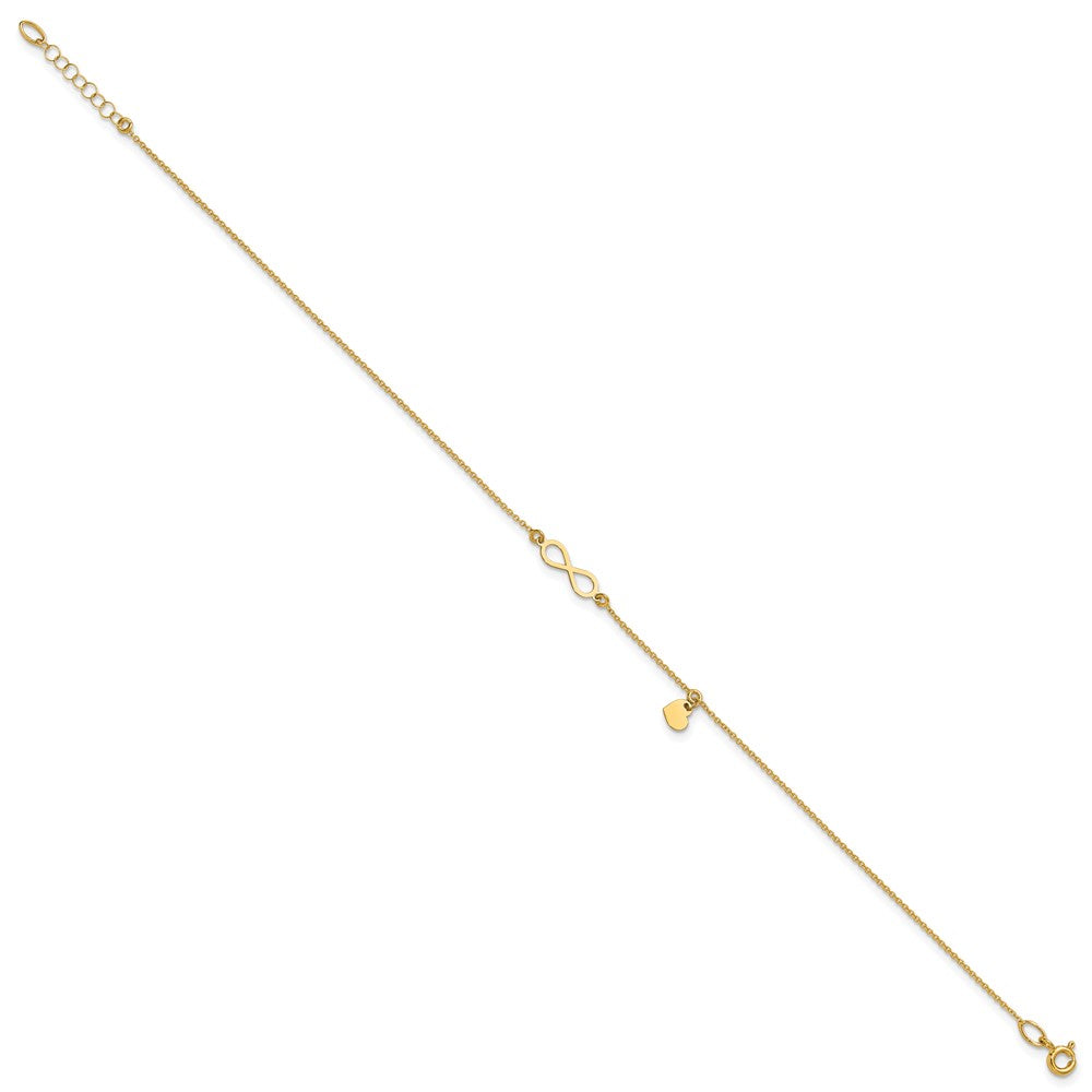 Polished Infinity/Dangle Heart Plus 1in ext. Anklet