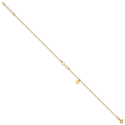 Polished Infinity/Dangle Heart Plus 1in ext. Anklet