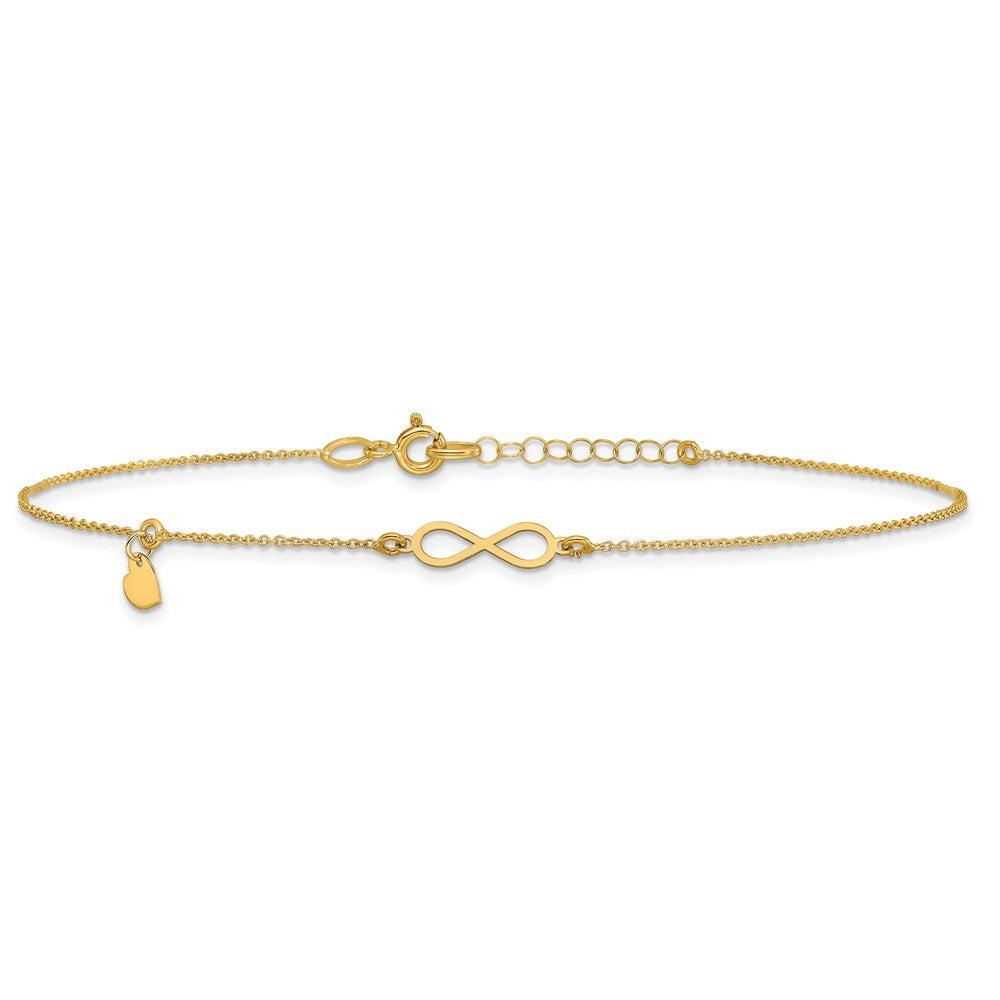 Polished Infinity/Dangle Heart Plus 1in ext. Anklet