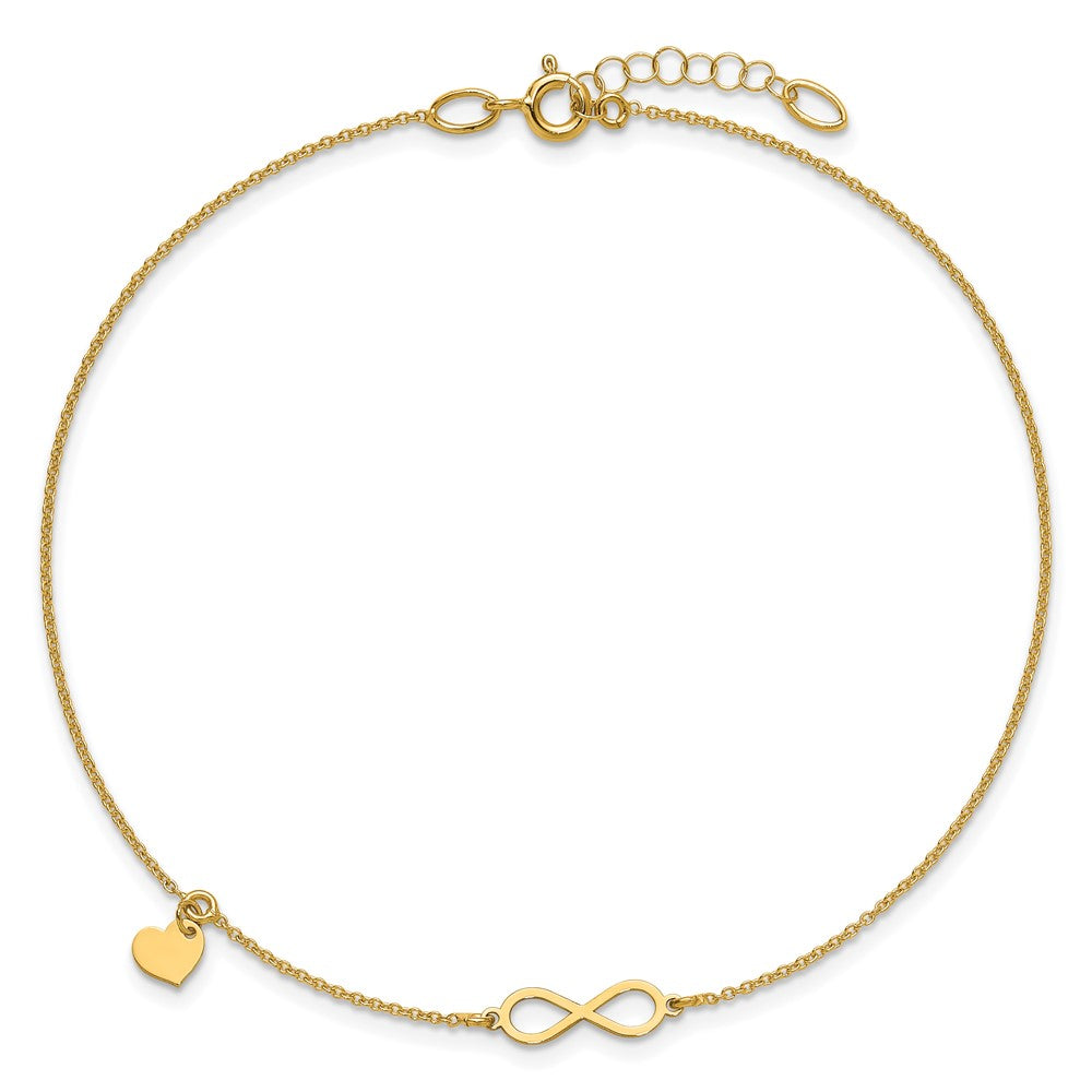 Polished Infinity/Dangle Heart Plus 1in ext. Anklet