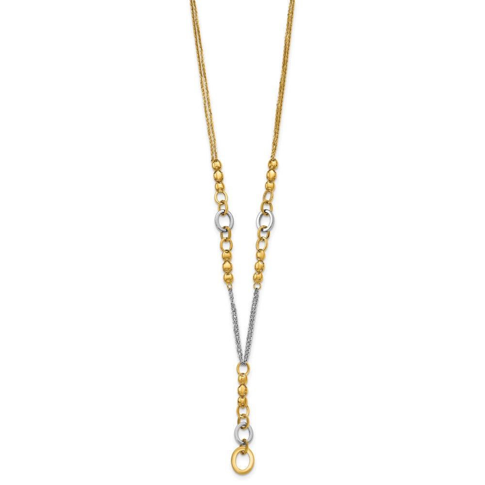 Polished Fancy 2-Strand Oval Link Necklace 18"