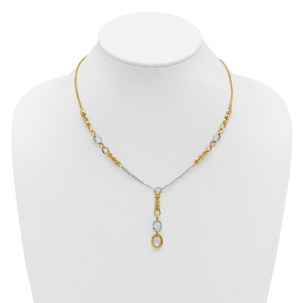Polished Fancy 2-Strand Oval Link Necklace 18"