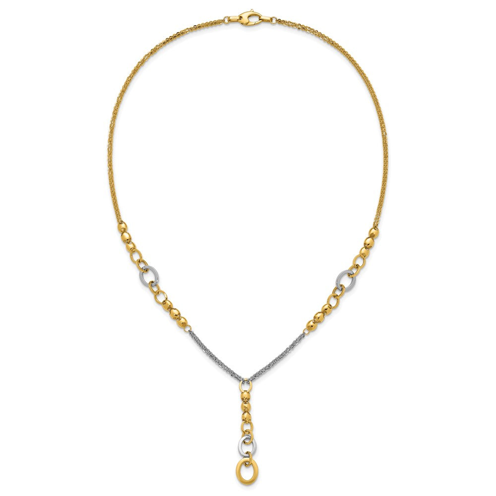 Polished Fancy 2-Strand Oval Link Necklace 18"