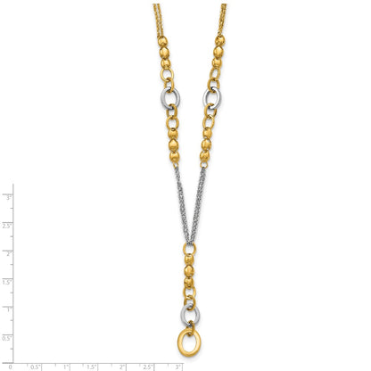 Polished Fancy 2-Strand Oval Link Necklace 18"