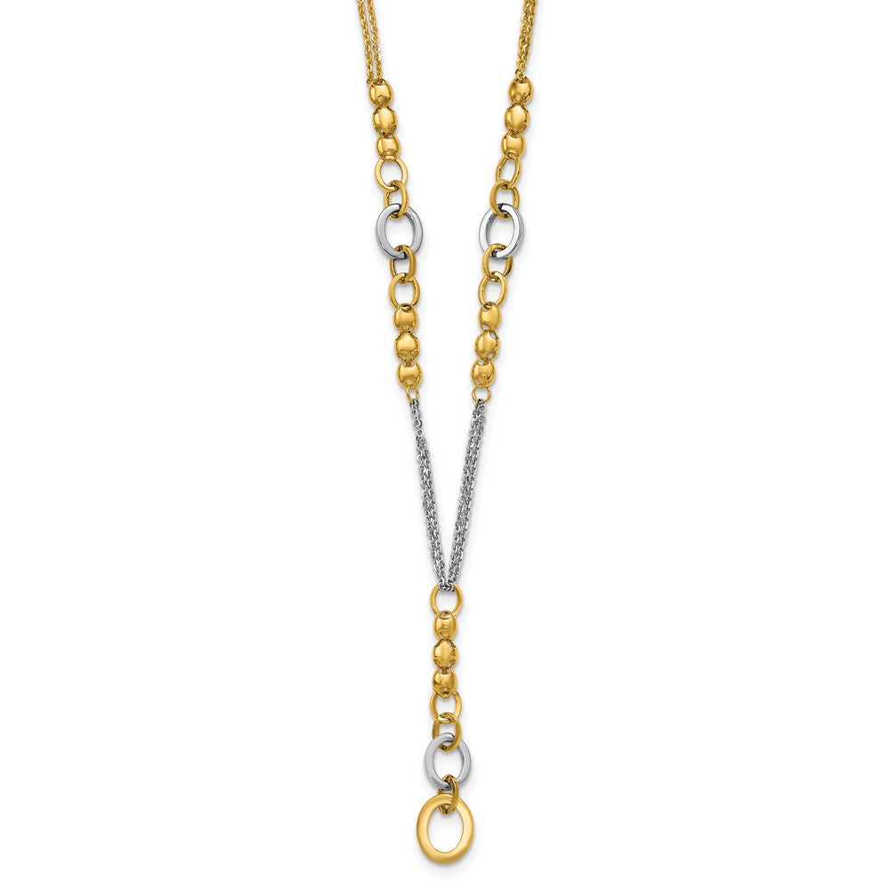 Polished Fancy 2-Strand Oval Link Necklace 18"