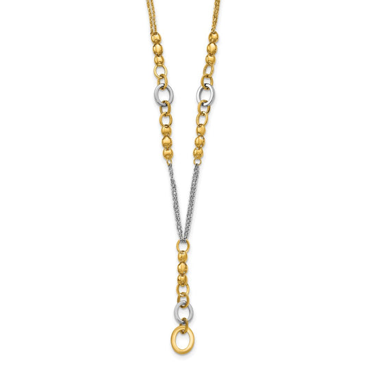 Polished Fancy 2-Strand Oval Link Necklace 18"
