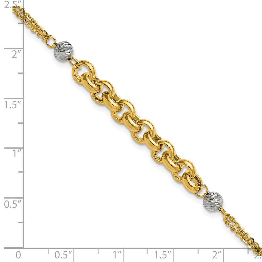 Polished D/C 2-Strand Rolo Link Bracelet 7.5"