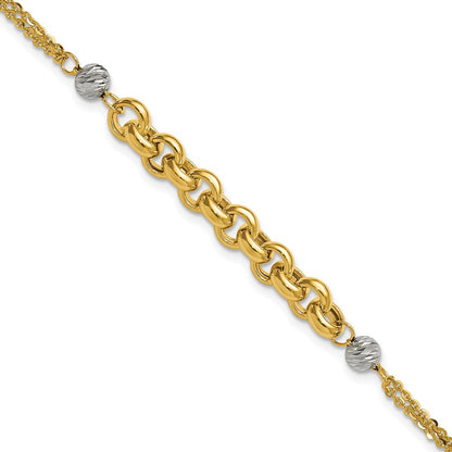 Polished D/C 2-Strand Rolo Link Bracelet 7.5"