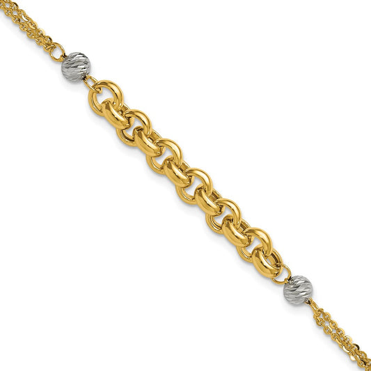 Polished D/C 2-Strand Rolo Link Bracelet 7.5"