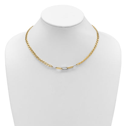 Polished Curb and Paperclip Link Necklace 17.75"