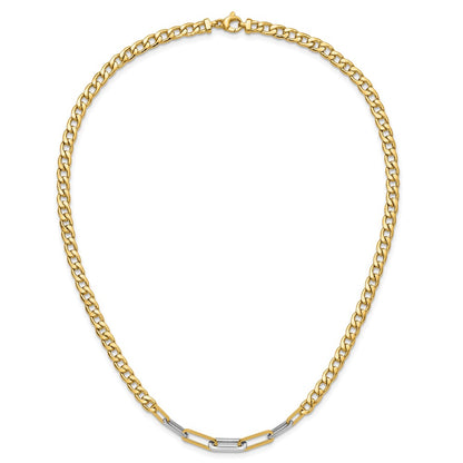 Polished Curb and Paperclip Link Necklace 17.75"