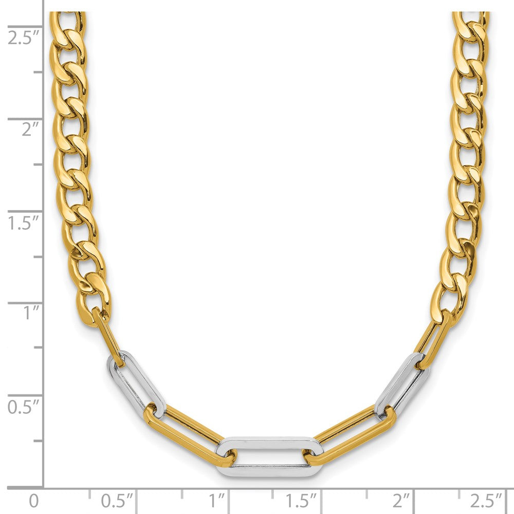 Polished Curb and Paperclip Link Necklace 17.75"