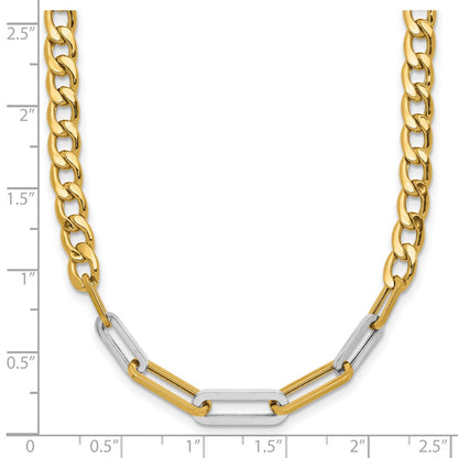 Polished Curb and Paperclip Link Necklace 17.75"