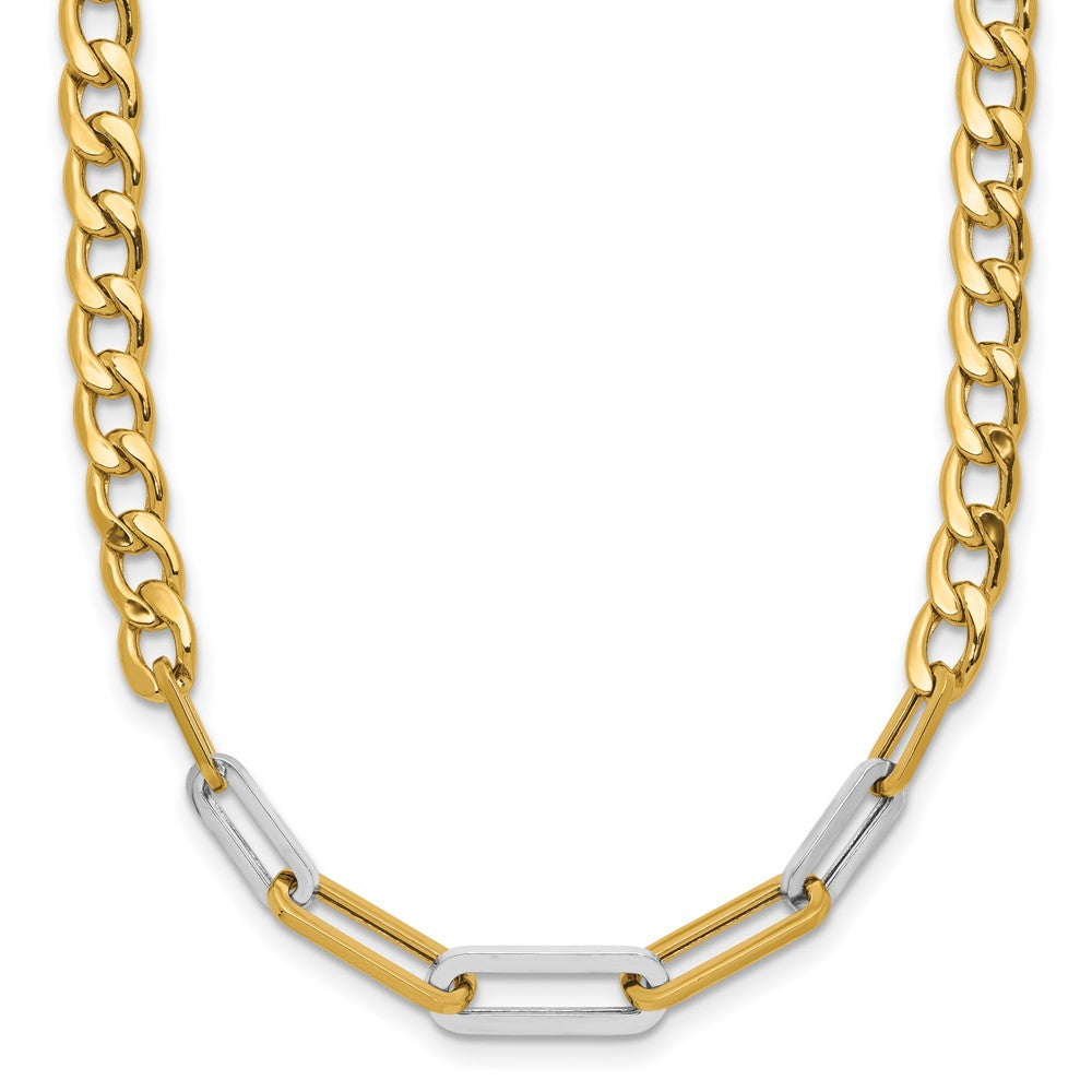Polished Curb and Paperclip Link Necklace 17.75"