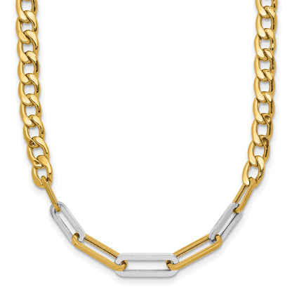Polished Curb and Paperclip Link Necklace 17.75"