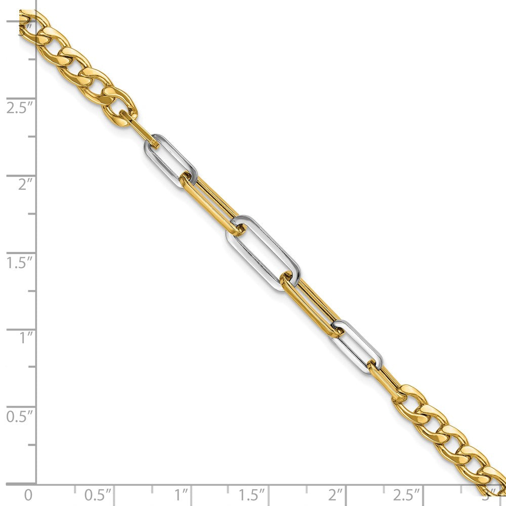 Polished Curb and Paperclip Link Bracelet 7.5"