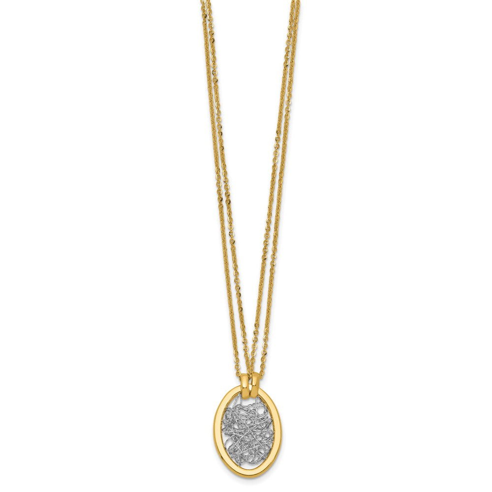 Polished D/C Fancy Oval 2-Strand Necklace 17.5"