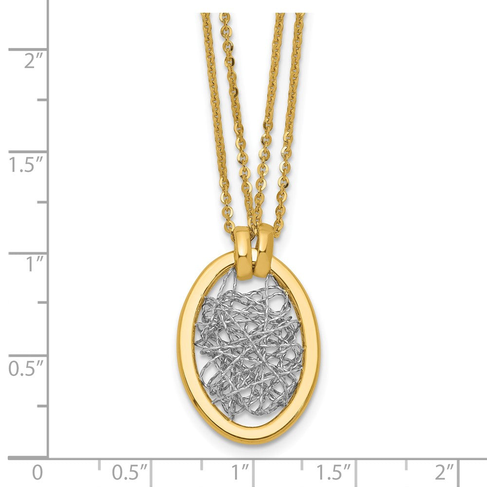 Polished D/C Fancy Oval 2-Strand Necklace 17.5"